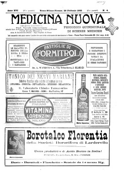 Medicina nuova periodico settimanale di scienze mediche, giurisprudenza sanitaria, medicina sociale e interessi delle classi sanitarie