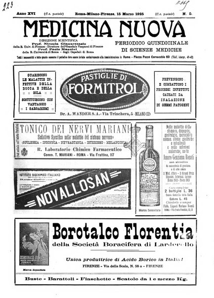 Medicina nuova periodico settimanale di scienze mediche, giurisprudenza sanitaria, medicina sociale e interessi delle classi sanitarie