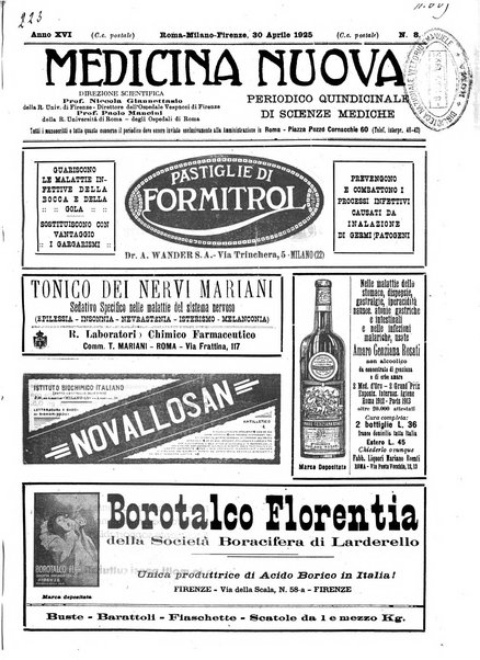 Medicina nuova periodico settimanale di scienze mediche, giurisprudenza sanitaria, medicina sociale e interessi delle classi sanitarie