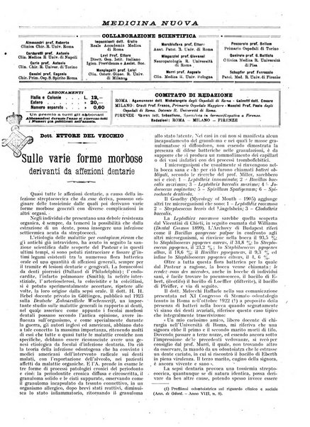 Medicina nuova periodico settimanale di scienze mediche, giurisprudenza sanitaria, medicina sociale e interessi delle classi sanitarie