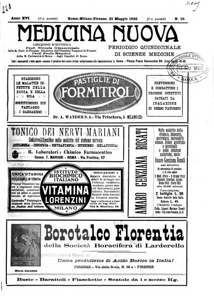 Medicina nuova periodico settimanale di scienze mediche, giurisprudenza sanitaria, medicina sociale e interessi delle classi sanitarie