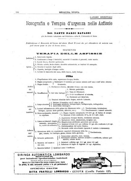 Medicina nuova periodico settimanale di scienze mediche, giurisprudenza sanitaria, medicina sociale e interessi delle classi sanitarie