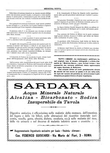 Medicina nuova periodico settimanale di scienze mediche, giurisprudenza sanitaria, medicina sociale e interessi delle classi sanitarie