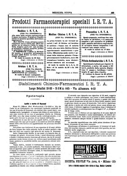 Medicina nuova periodico settimanale di scienze mediche, giurisprudenza sanitaria, medicina sociale e interessi delle classi sanitarie