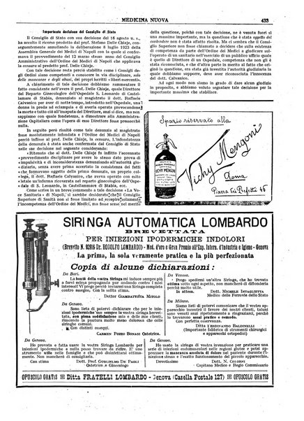 Medicina nuova periodico settimanale di scienze mediche, giurisprudenza sanitaria, medicina sociale e interessi delle classi sanitarie