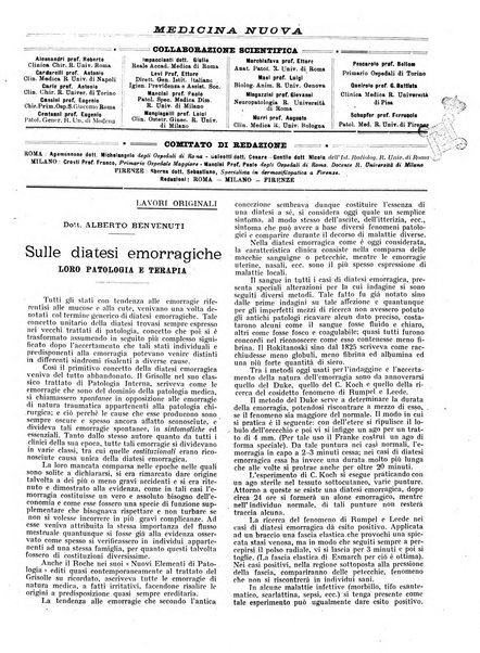 Medicina nuova periodico settimanale di scienze mediche, giurisprudenza sanitaria, medicina sociale e interessi delle classi sanitarie