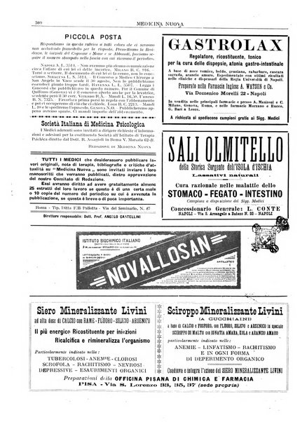 Medicina nuova periodico settimanale di scienze mediche, giurisprudenza sanitaria, medicina sociale e interessi delle classi sanitarie