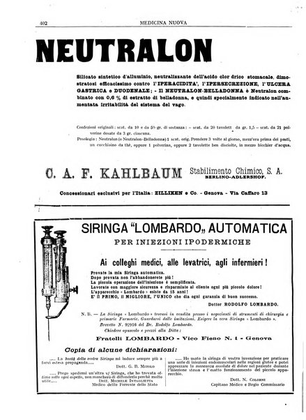 Medicina nuova periodico settimanale di scienze mediche, giurisprudenza sanitaria, medicina sociale e interessi delle classi sanitarie