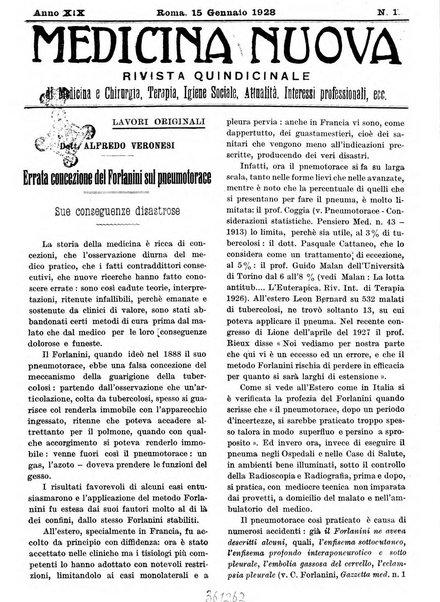 Medicina nuova periodico settimanale di scienze mediche, giurisprudenza sanitaria, medicina sociale e interessi delle classi sanitarie