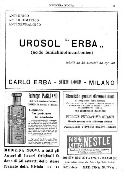 Medicina nuova periodico settimanale di scienze mediche, giurisprudenza sanitaria, medicina sociale e interessi delle classi sanitarie