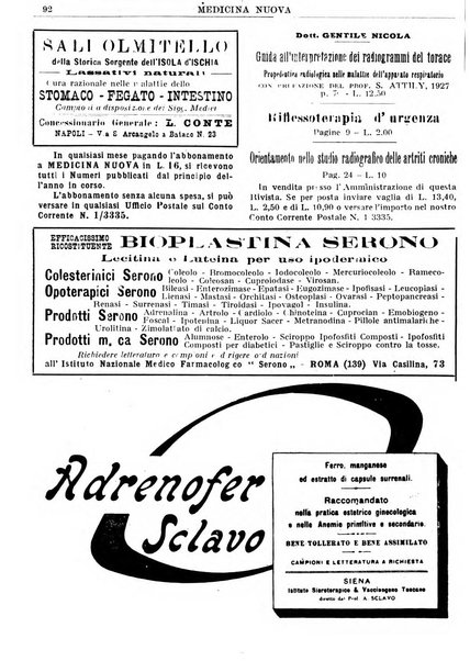 Medicina nuova periodico settimanale di scienze mediche, giurisprudenza sanitaria, medicina sociale e interessi delle classi sanitarie