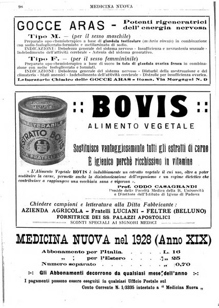 Medicina nuova periodico settimanale di scienze mediche, giurisprudenza sanitaria, medicina sociale e interessi delle classi sanitarie