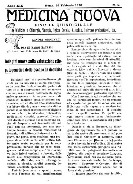 Medicina nuova periodico settimanale di scienze mediche, giurisprudenza sanitaria, medicina sociale e interessi delle classi sanitarie