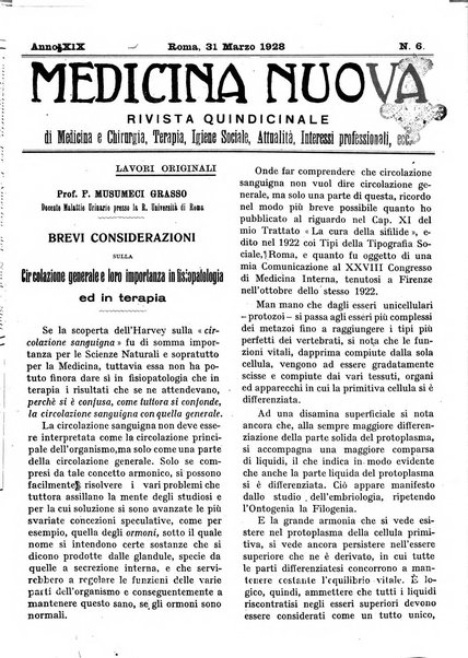 Medicina nuova periodico settimanale di scienze mediche, giurisprudenza sanitaria, medicina sociale e interessi delle classi sanitarie