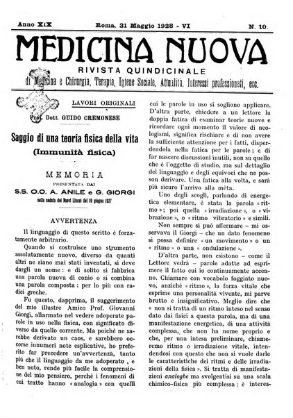 Medicina nuova periodico settimanale di scienze mediche, giurisprudenza sanitaria, medicina sociale e interessi delle classi sanitarie