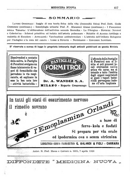 Medicina nuova periodico settimanale di scienze mediche, giurisprudenza sanitaria, medicina sociale e interessi delle classi sanitarie