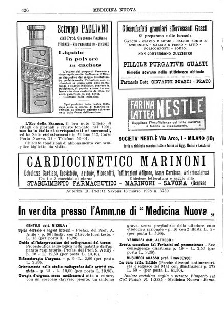 Medicina nuova periodico settimanale di scienze mediche, giurisprudenza sanitaria, medicina sociale e interessi delle classi sanitarie