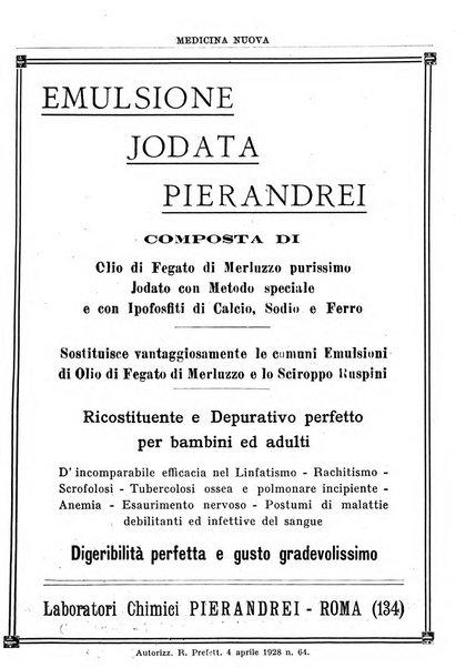 Medicina nuova periodico settimanale di scienze mediche, giurisprudenza sanitaria, medicina sociale e interessi delle classi sanitarie