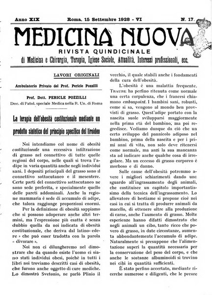 Medicina nuova periodico settimanale di scienze mediche, giurisprudenza sanitaria, medicina sociale e interessi delle classi sanitarie