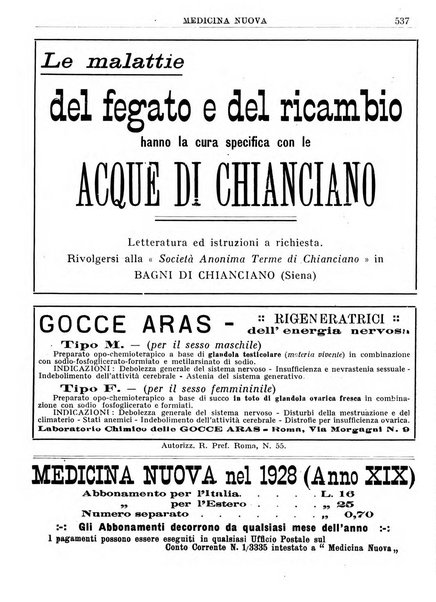 Medicina nuova periodico settimanale di scienze mediche, giurisprudenza sanitaria, medicina sociale e interessi delle classi sanitarie