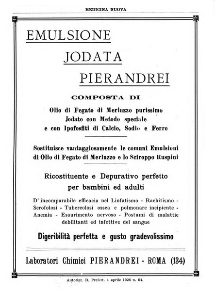 Medicina nuova periodico settimanale di scienze mediche, giurisprudenza sanitaria, medicina sociale e interessi delle classi sanitarie