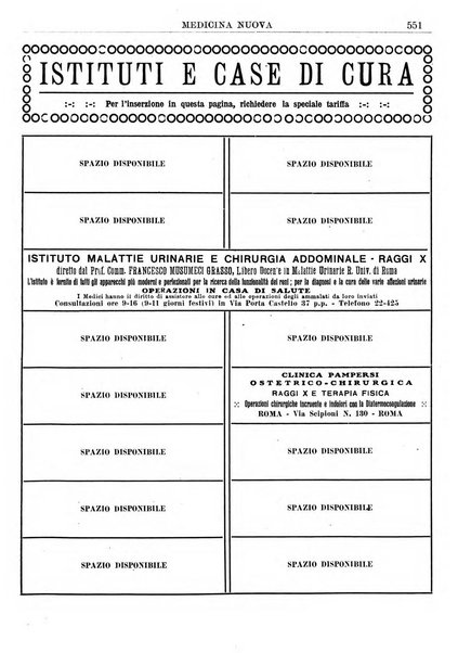 Medicina nuova periodico settimanale di scienze mediche, giurisprudenza sanitaria, medicina sociale e interessi delle classi sanitarie