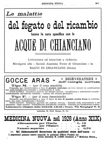 Medicina nuova periodico settimanale di scienze mediche, giurisprudenza sanitaria, medicina sociale e interessi delle classi sanitarie