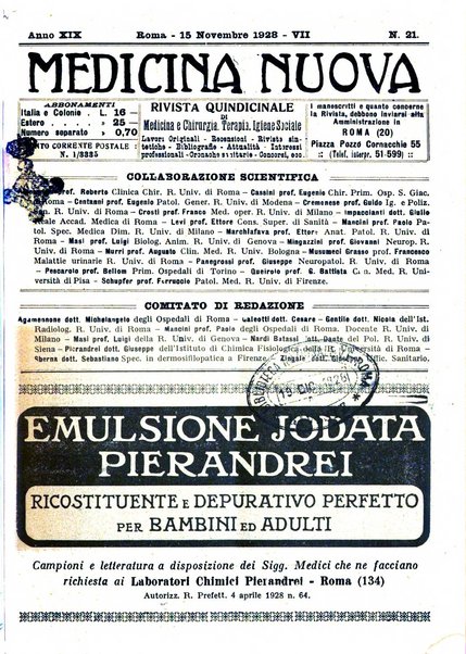 Medicina nuova periodico settimanale di scienze mediche, giurisprudenza sanitaria, medicina sociale e interessi delle classi sanitarie