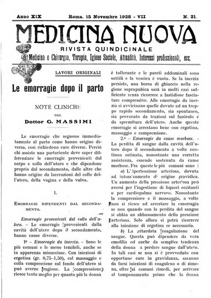 Medicina nuova periodico settimanale di scienze mediche, giurisprudenza sanitaria, medicina sociale e interessi delle classi sanitarie