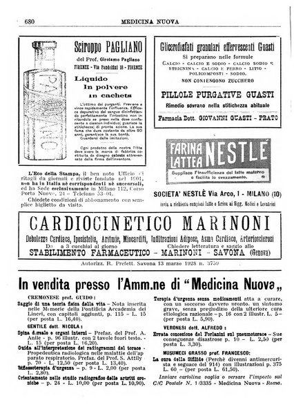 Medicina nuova periodico settimanale di scienze mediche, giurisprudenza sanitaria, medicina sociale e interessi delle classi sanitarie