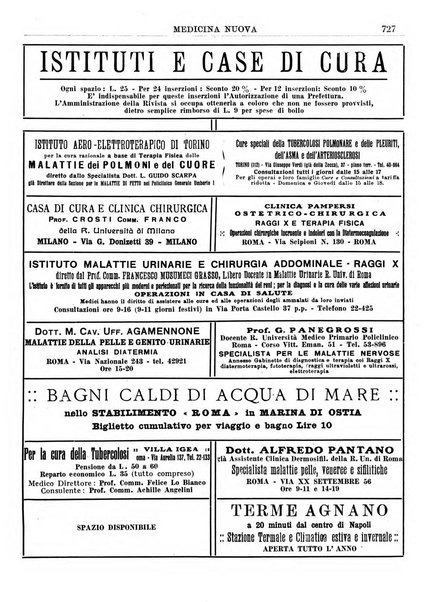 Medicina nuova periodico settimanale di scienze mediche, giurisprudenza sanitaria, medicina sociale e interessi delle classi sanitarie