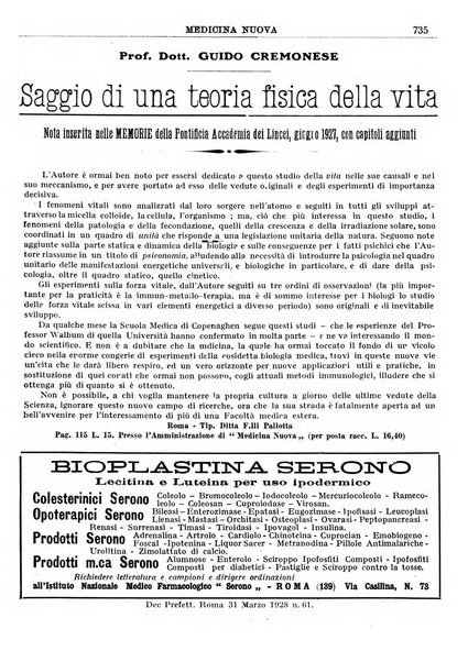 Medicina nuova periodico settimanale di scienze mediche, giurisprudenza sanitaria, medicina sociale e interessi delle classi sanitarie