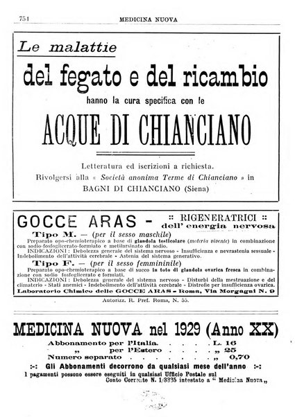 Medicina nuova periodico settimanale di scienze mediche, giurisprudenza sanitaria, medicina sociale e interessi delle classi sanitarie