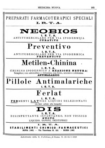 Medicina nuova periodico settimanale di scienze mediche, giurisprudenza sanitaria, medicina sociale e interessi delle classi sanitarie