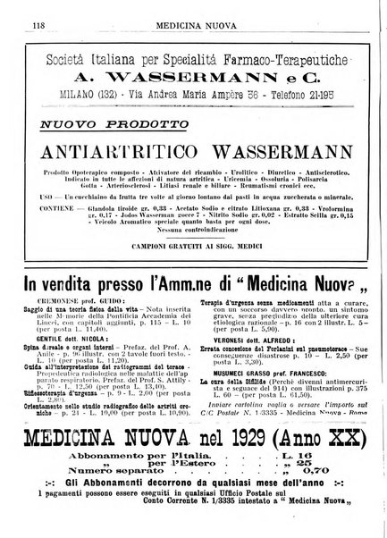 Medicina nuova periodico settimanale di scienze mediche, giurisprudenza sanitaria, medicina sociale e interessi delle classi sanitarie