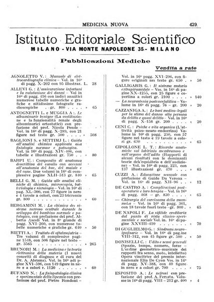 Medicina nuova periodico settimanale di scienze mediche, giurisprudenza sanitaria, medicina sociale e interessi delle classi sanitarie