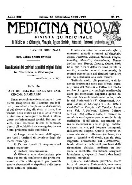 Medicina nuova periodico settimanale di scienze mediche, giurisprudenza sanitaria, medicina sociale e interessi delle classi sanitarie