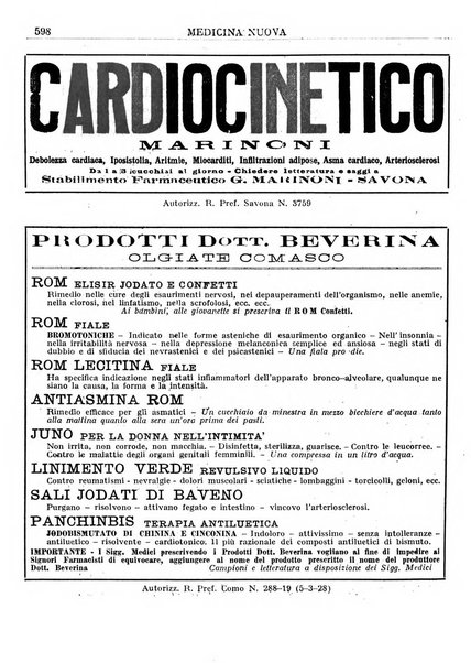 Medicina nuova periodico settimanale di scienze mediche, giurisprudenza sanitaria, medicina sociale e interessi delle classi sanitarie