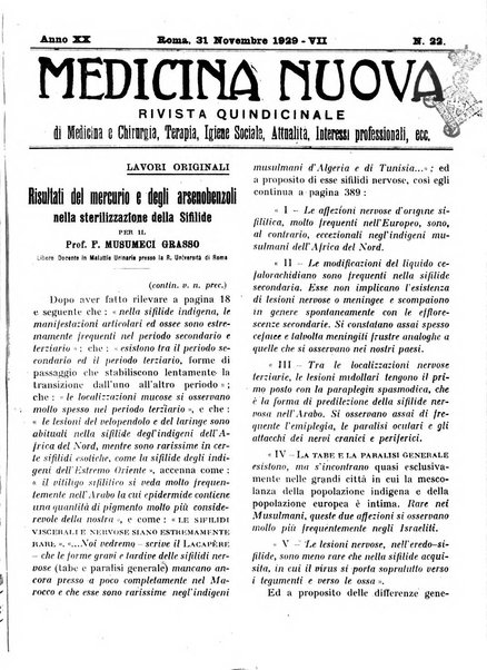 Medicina nuova periodico settimanale di scienze mediche, giurisprudenza sanitaria, medicina sociale e interessi delle classi sanitarie