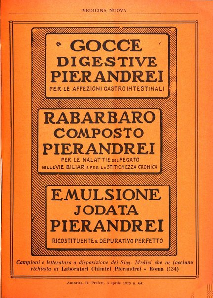 Medicina nuova periodico settimanale di scienze mediche, giurisprudenza sanitaria, medicina sociale e interessi delle classi sanitarie