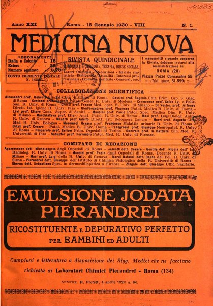 Medicina nuova periodico settimanale di scienze mediche, giurisprudenza sanitaria, medicina sociale e interessi delle classi sanitarie