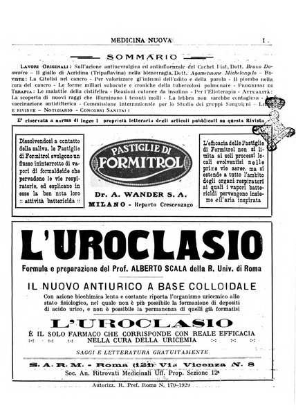 Medicina nuova periodico settimanale di scienze mediche, giurisprudenza sanitaria, medicina sociale e interessi delle classi sanitarie