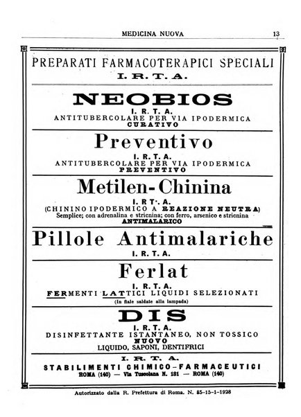 Medicina nuova periodico settimanale di scienze mediche, giurisprudenza sanitaria, medicina sociale e interessi delle classi sanitarie