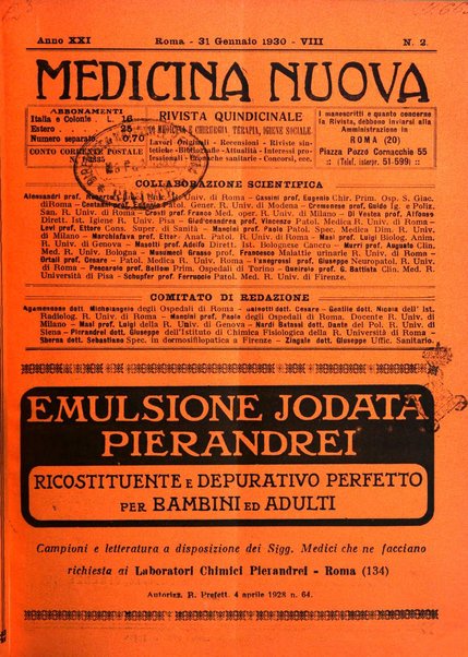 Medicina nuova periodico settimanale di scienze mediche, giurisprudenza sanitaria, medicina sociale e interessi delle classi sanitarie