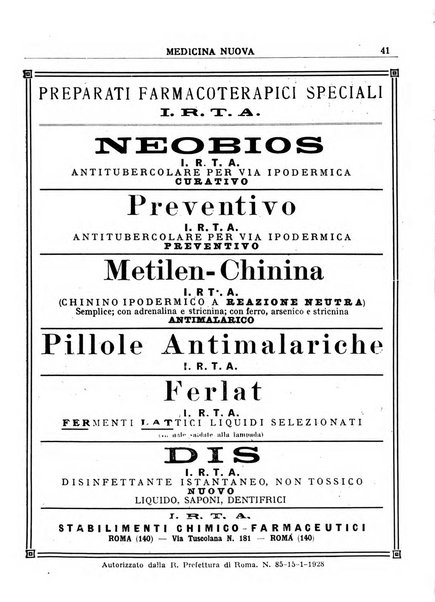 Medicina nuova periodico settimanale di scienze mediche, giurisprudenza sanitaria, medicina sociale e interessi delle classi sanitarie