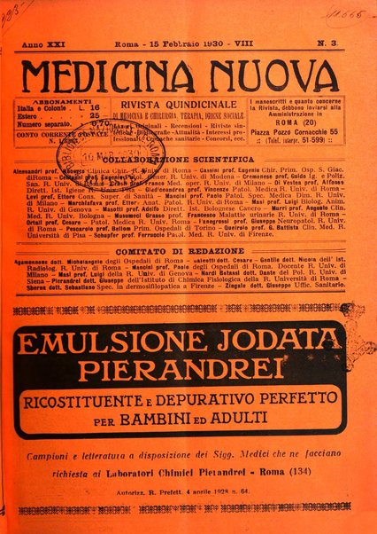 Medicina nuova periodico settimanale di scienze mediche, giurisprudenza sanitaria, medicina sociale e interessi delle classi sanitarie