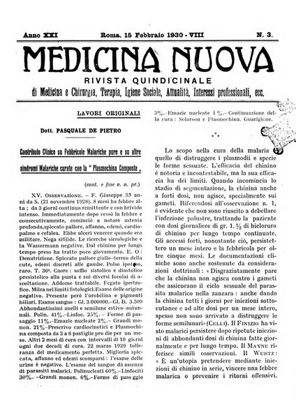 Medicina nuova periodico settimanale di scienze mediche, giurisprudenza sanitaria, medicina sociale e interessi delle classi sanitarie