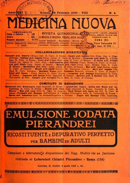 Medicina nuova periodico settimanale di scienze mediche, giurisprudenza sanitaria, medicina sociale e interessi delle classi sanitarie