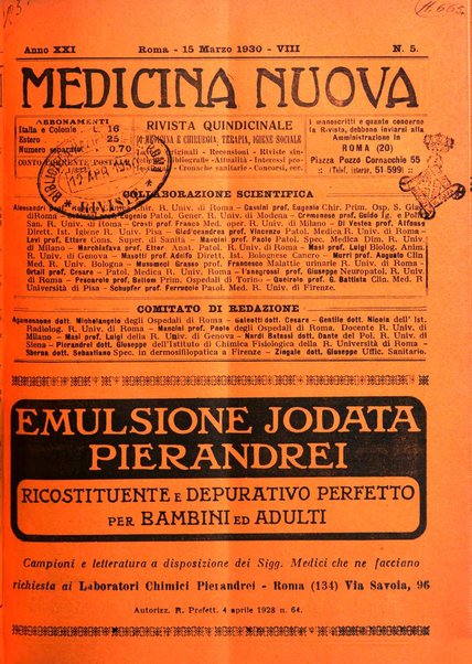 Medicina nuova periodico settimanale di scienze mediche, giurisprudenza sanitaria, medicina sociale e interessi delle classi sanitarie