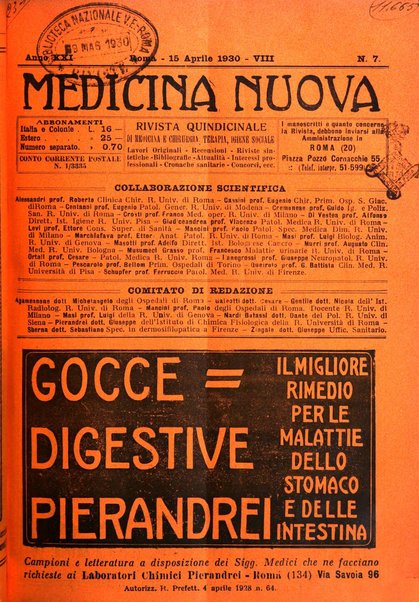 Medicina nuova periodico settimanale di scienze mediche, giurisprudenza sanitaria, medicina sociale e interessi delle classi sanitarie